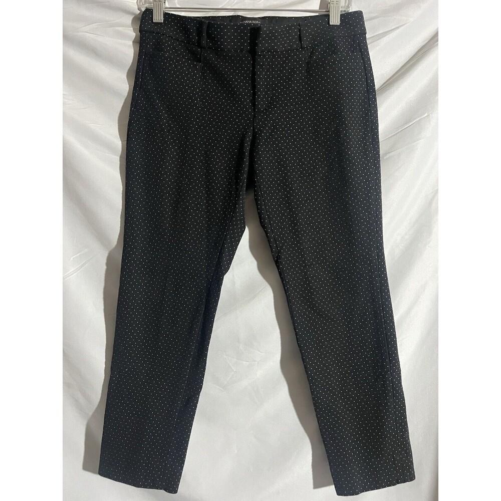 Banana Republic Ankle Sloan Pants Stretch Polka Dot Black Women's 4 Petite